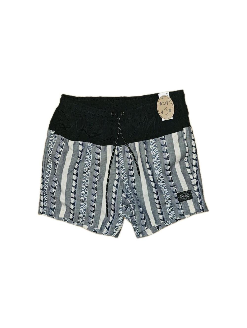 Maui and Sons Dobby Fin 6" Swim Trunks Shorts Mens New With Tags NWT Gray Black